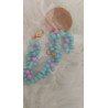 Pulsera azul y lila flores(en el precio no están incluidos los gastos de envio)