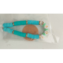 pulsera azul con círculos dorados con frase love(en el precio no están incluidos los gastos de envio)